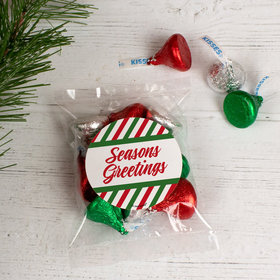 Christmas Season's Greetings Stripes Candy Bag with Hershey's Kisses