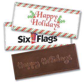 Personalized Happy Holidays Add Your Logo Embossed Chocolate Bar & Wrapper