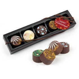 Happy Holidays Gourmet Belgian Chocolate Truffle Gift Box (5 Truffles)