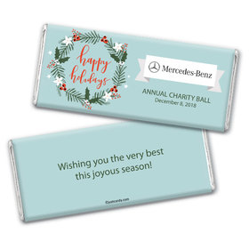 Personalized Happy Holidays Decorative Wreath Add Your Logo Chocolate Bar & Wrapper