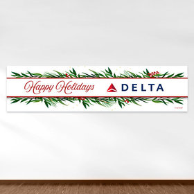 Personalized Christmas Winter Greenery Add Your Logo 5 Ft. Banner