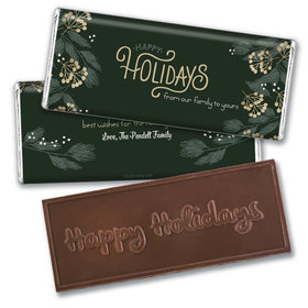Personalized Christmas Holiday Greenery Embossed Chocolate Bar & Wrapper