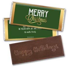Personalized Golden Merry Christmas Embossed Chocolate Bar & Wrapper
