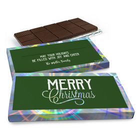 Deluxe Personalized Merry Christmas Chocolate Bar in Metallic Gift Box (3oz Bar)