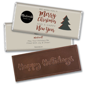 Personalized Christmas Rustic Trees with Logo Embossed Chocolate Bar & Wrapper