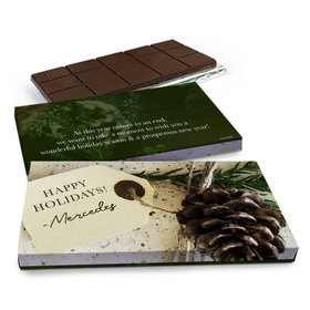 Deluxe Personalized Christmas Corporate Gift Tag Chocolate Bar in Gift Box (3oz Bar)