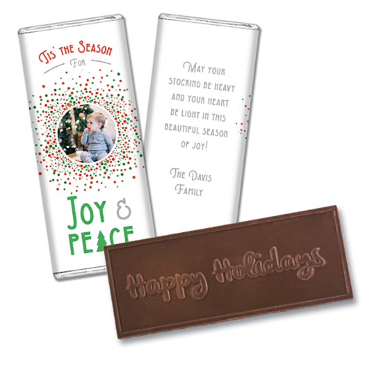 Personalized Christmas Confetti Embossed Chocolate Bar