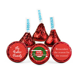 Personalized Christmas Snowy Wreath Hershey's Kisses