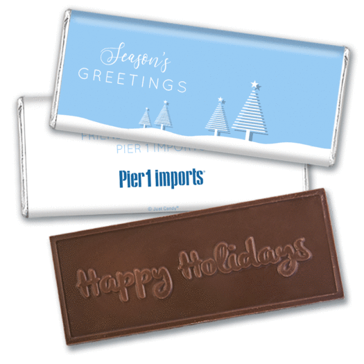 Personalized Christmas Frosty Pines Embossed Chocolate Bar