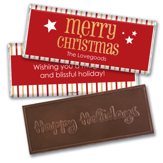 Personalized Shimmering Christmas Embossed Chocolate Bar
