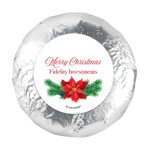 Personalized Christmas Poinsettia 1.25" Stickers (48 Stickers)
