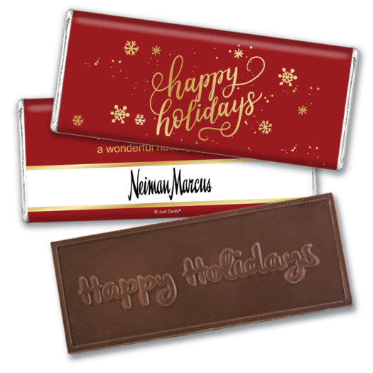 Personalized Happy Holidays Add Your Logo Embossed Chocolate Bar