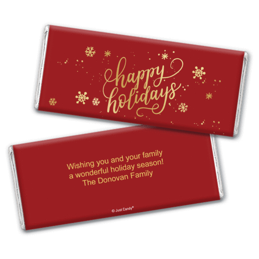 Personalized Happy Holidays Chocolate Bar Wrappers Only