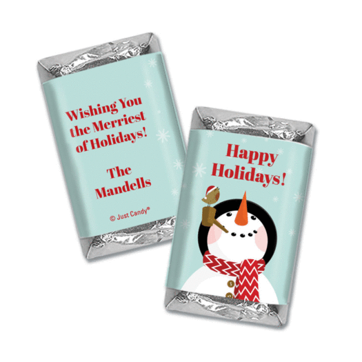 Personalized Happy Holidays Snowman Hershey's Miniatures Wrappers