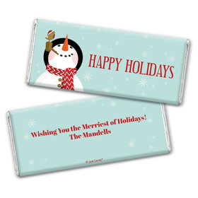 Personalized Happy Holidays Snowman Chocolate Bar & Wrapper