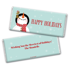 Personalized Happy Holidays Snowman Chocolate Bar Wrappers Only