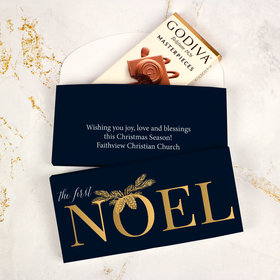 Deluxe Personalized Christmas First Noel Godiva Chocolate Bar in Gift Box