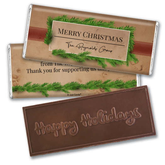 Personalized Christmas Brown Paper Packages Embossed Chocolate Bar