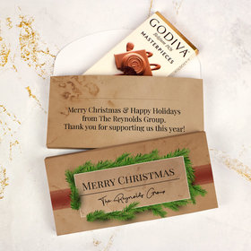 Deluxe Personalized Christmas Brown Paper Packages Godiva Chocolate Bar in Gift Box