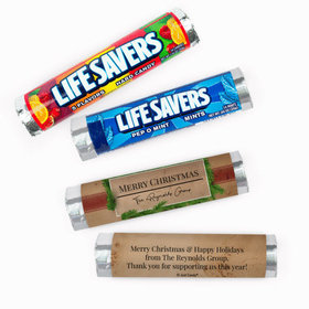 Personalized Christmas Brown Paper Packages Lifesavers Rolls (20 Rolls)