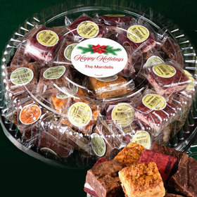 Personalized Happy Holidays Tin with Brownies (approx 48 pcs)