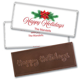 Personalized Christmas Poinsettia Embossed Chocolate Bar