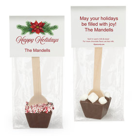Personalized Happy Holidays Poinsettia Hot Chocolate Spoon