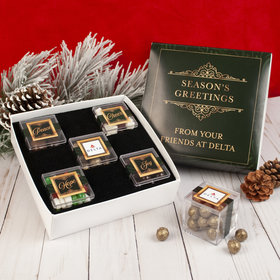 Personalized Christmas Divine Wishes Add Your Logo Premium Gift Box with 5 JUST CANDY® favor cubes
