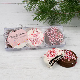 Personalized Christmas Peppermint Chocolate Covered Oreos in Box with Gift Tag - Christmas Blush