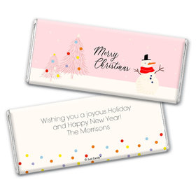 Personalized Christmas Blush Chocolate Bar & Wrapper