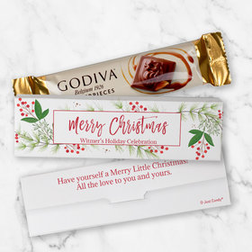 Personalized Christmas Botanicals Godiva Mini Masterpiece Chocolate Bar in Gift Box