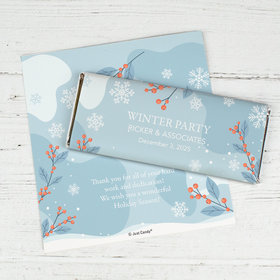Personalized Holly Holiday Berries Winter Party Chocolate Bar Wrappers Only
