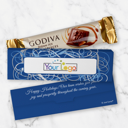 Personalized Christmas Ribbons Godiva Mini Masterpiece Chocolate Bar in Gift Box