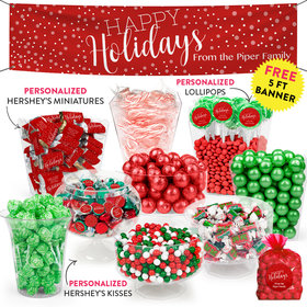 Personalized Happy Holidays Deluxe Candy Buffet