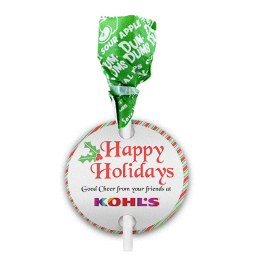 Personalized Christmas Stripes Dum Dums with Gift Tag (75 pops)