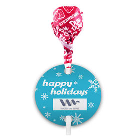 Personalized Christmas Snowflakes Dum Dums with Gift Tag (75 pops)