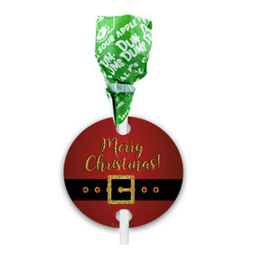 Personalized Christmas Santa Buckle Dum Dums with Gift Tag (75 pops)
