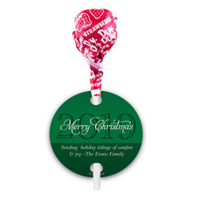 Personalized Christmas Merry Wishes Dum Dums with Gift Tag (75 pops)