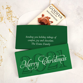 Deluxe Personalized Christmas Merry Wish Godiva Chocolate Bar in Gift Box