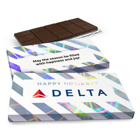 Deluxe Personalized Happy Holidays Add Your Logo Chocolate Bar in Metallic Gift Box (3oz Bar)