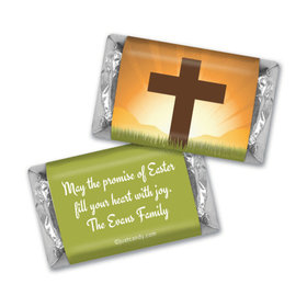 Easter Personalized Hershey's Miniatures Wrappers He Has Risen Cross at Sunrise