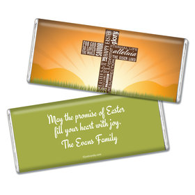 Easter Personalized Chocolate Bar He Has Risen Cross at Sunrise