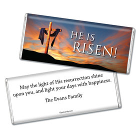 Easter Personalized Chocolate Bar He Is Risen Shrouded Cross