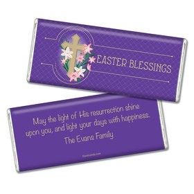 Easter Personalized Chocolate Bar Oval Cross with Lilies