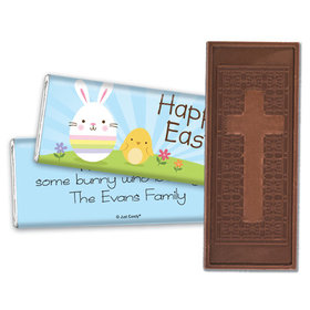 Personalized Easter Embossed Chocolate Bar Bunny and Chick Peeps