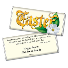 Easter Personalized Chocolate Bar Gold Easter with John 11:25