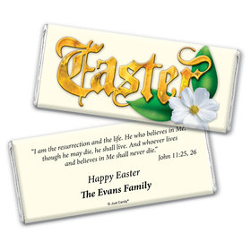Easter Personalized Chocolate Bar Wrappers Gold Easter with John 11:25