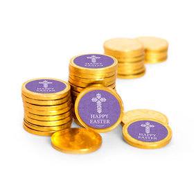 Easter Purple Cross Chocolate Coins with Stickers (84 Pack)