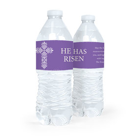 Personalized Easter Purple Cross Water Bottle Sticker Labels (5 Labels)
