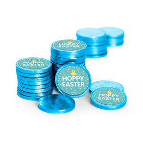 Easter Blue Chick Chocolate Coins with Stickers (84 Pack)